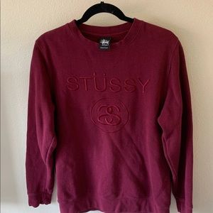 Stussy Red Maroon Crewneck Sweatshirt